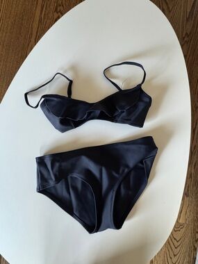 COS Navy Ruffle Bikini Set